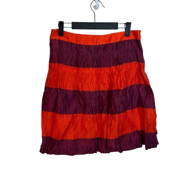 Loft Orange & Purple Striped Linen Blend Skirt - Picture 1 of 3